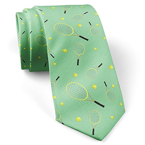 ( Tennis Racket Ball ) Fashion Novelty Necktie, Conversation Neckwear Ties Great for Party and Events