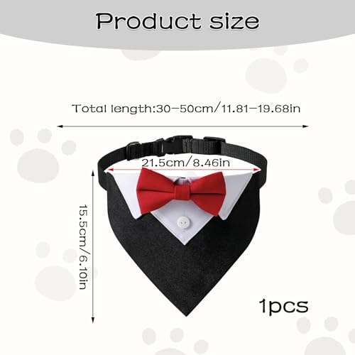 YIIWONI Hund Smoking Bandana, Formelles Hunde Fliege Hochzeit, Rotes Fliege für Hunde, Verstellbar Hundehalsband Hochzeit, Fliege Hund Hochzeit, für Kleine und Mittelgroße Hochzeit Kostüme, M