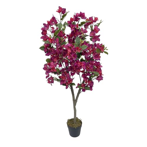Garveehome Bougainvillea Artificial Tree, 4ft Tall Plastic Potted Artificial Flower Trees Bougainvillea Plant for Photography Atmosphere Decor Home Office Decor Housewarming Gift