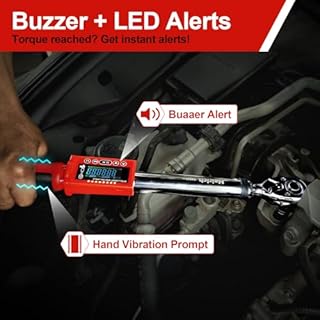 Hairich Chiave dinamometrica digitale 1/2 pollici, 11-220 N.m, precisione ±2%, con indicatore LED, segnale acustico e funzione di memorizzazione, kit coppia elettronica per auto, moto e camion