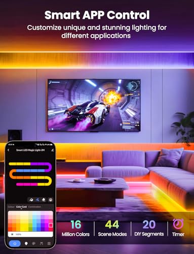 YULINKCO 104ft RGBIC Smart LED Strip Light—Alexa/Google, App-Controlled — view 3