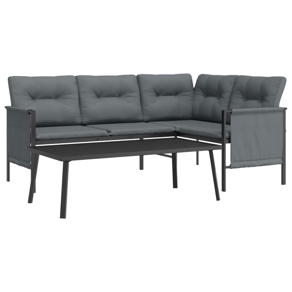 vidaXL Garten Lounge Set 2-TLG., Gartenmöbel Set mit Kissen, Sitzgruppe für Garten Terrasse, Sofa Garnitur Loungemöbel, Anthrazit Stahl