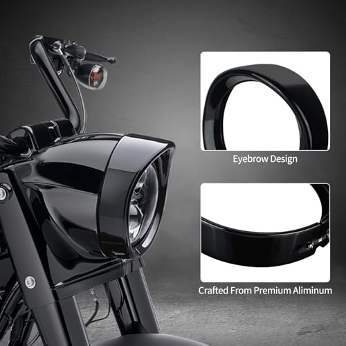 QUASCO 7" Headlight Visor Trim Ring, Motorcycle Headlamp Frenched Rings Decorate Accessories Compatible with Harley Road King Electra Glide Heritage Softail Touring by QUASCO - Used condition - Image 4