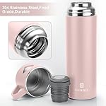 Stainless Steel Thermo 700ml/23.7oz Vacuum Insulated Bottle with Cup for Coffee Hot drink and Cold drink water flask.(Pink,Set) - Image 3