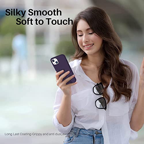 Image of DIZORO Microfiber Candy Case Compatible for iPhone 14, Shockproof Slim Back Cover Liquid Silicone Case (Deep Purple)