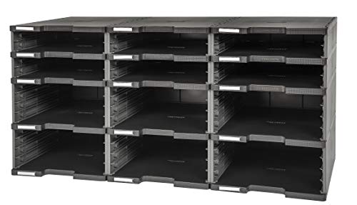 Mueble MODULODOC EXACOMPTA: clasificador negro de 12 compartimentos