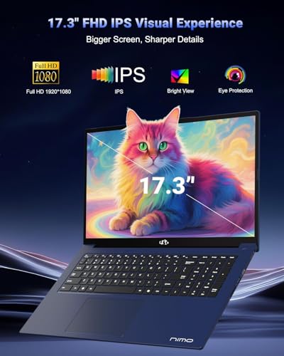 Image of 17.3 inch IPS FHD Gaming Laptop, AMD Ryzen 7 8745HS 32GB DDR5 RAM 2TB SSD (Beat R9 6900HX, up to 4.9GHz) Radeon 780M Graphics Business Computer with 100W Type-C, Fingerprint USB-C 4.0 Win11 Blue