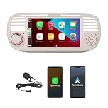 HLLECARMO Autoradio Fiat 2007-2015 wireless Carplay & Android car, 7inch Fiat Car Radio with Bluetooth 5.0 Touchscreen RDS/AM/FM/USB DSP Mirror Link Subw EQ Steering Wheel Control- Bianco)