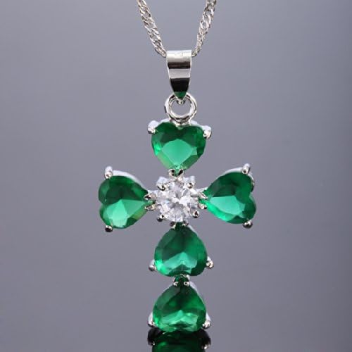 RIZILIA Faith Cross Heart Cut Birthstone Necklace for Women - Multi Color Options - 18K White Gold Plated CZ Pendant, 18"+2" Chain - Gift Boxed for Her, Mother Birthday Anniversary - Image 3