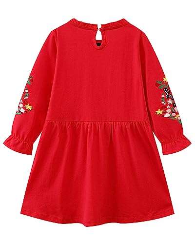 Image of Girls Cotton Long Sleeve Casual Cartoon Appliques Striped Jersey Dresses