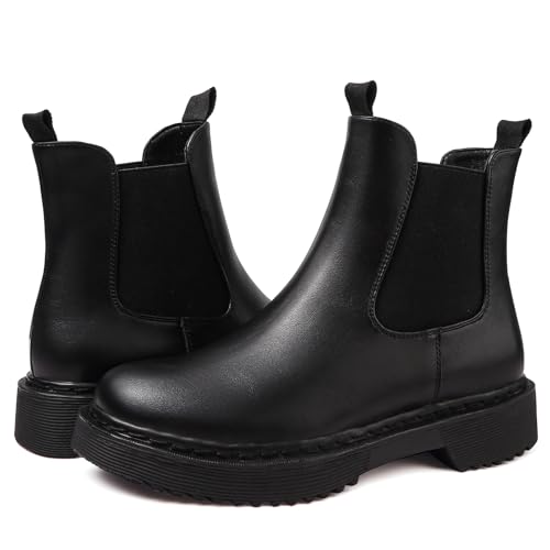 [ziitop] レディース チェルシーブーツ 厚底 ショートブーツ 防水 秋冬靴 サイドゴア 美脚 カジュアル アンクルブーツ 革靴 着やすいのサムネイル