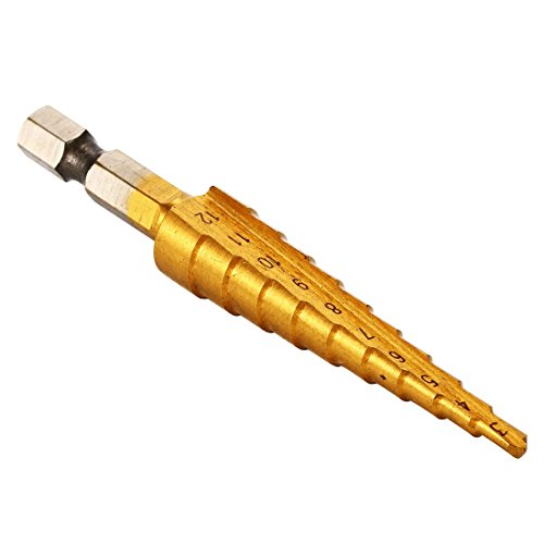 Pasuihcay Gross metal countersink steps drills Titanium bit hole size 3-12mm BI106, Golden