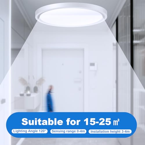 Aulaiyi Lampe mit Bewegungsmelder innen, Deckenlampe led Deckenleuchte mit Bewegungsmelder Radar sensor, Ultraflach Leuchte für Flur Treppe Küche Balkon Abstellraum, 4000K Neutralweiß, φ30CM