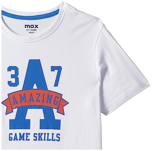Image of Max Regular Fit Boys Typographic Printed Cotton Knit T-Shirt