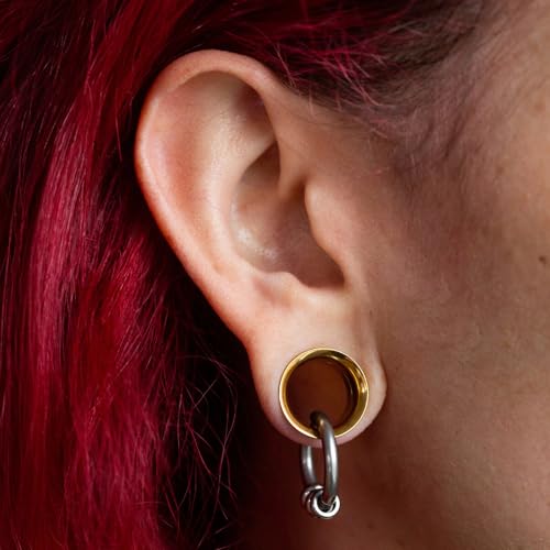 Pierced Owl - Gold Plated Stainless Steel Double Flared Tunnel Plug Earrings, Sold as a Pair2