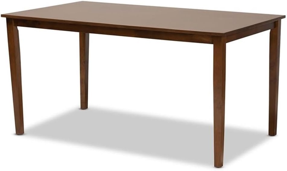 BOWERY HILL 6-Piece Dining Set, Oak and MDF Wood, Walnut Brown Finish, Grey Upholstered Chairs, Rectangular Table and Bench, Foam Padding, Cut-Out Design, Spade Feet, Kitchen or Dining Room Furniture
