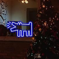 Panneau Néon - Décoration Murale - Pattes De Chien - Fonctionne Avec Piles Ou USB - En Bois - Forme De