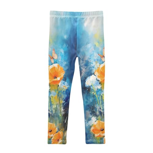 Toddler Girls Leggings Printed Yoga Pants Leggings Butterfly Yellow Flower for Kids2