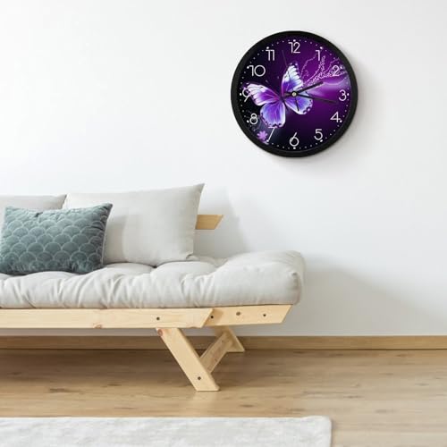 Horloge murale décorative haut de gamme papillon violet pour salon - 5
