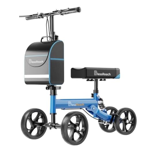BlessReach Steerable Knee Walker Deluxe Medical Scooter for Foot Injuries Adult Compact Crutches (WB-2105 Blue)…
