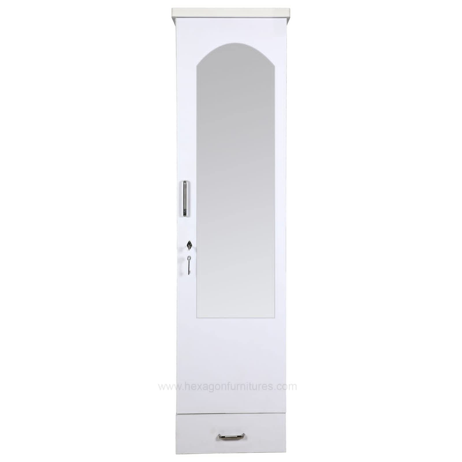 Hexagon Furnitures Engineered Wood Wardrobe White,1 door-image-25
