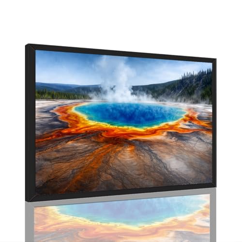 Framed colorful geothermal spring landscape Poster Canvas Print Art Contemporary