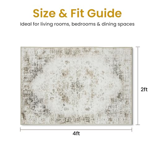 Tapete Área 2x4 Pies Beige para Sala y Dormitorio miniatura 2