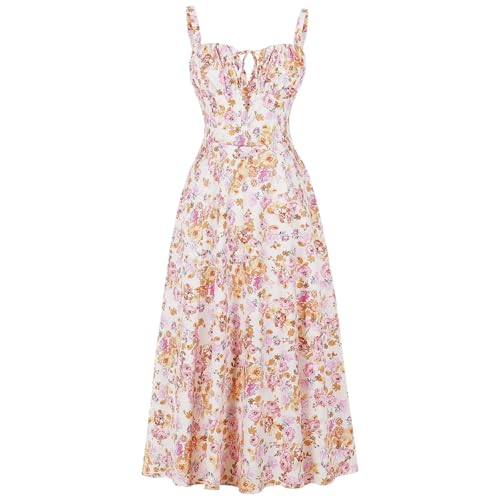 DUHGBNE Standesamt Kleider Braut, Damen Sommerkleid Lang, Abendkleider Elegant Für Hochzeit Boho Maxikleider Sommer Kleid Hochzeitsgast Blumenkleid Elegant Festliche Kleider, Black Friday Angebote
