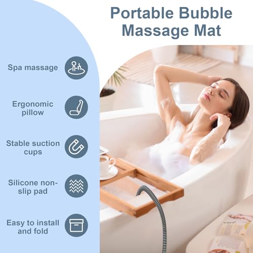 SHUIMEIYAN Bubble Bath Mat - Bubble Bath Mat Tub Spa Massager with Remote Control 6-Speed Adjustable Massage & Upgraded Anti-Slip Suction Cup (44.9" x 16.9"White) by SHUIMEIYAN - Image 5