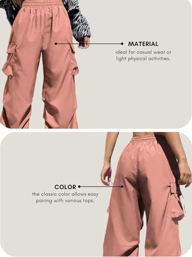 Image of GRECIILOOKS Women's Cargo Pants|Trousers |High Waist Cotton Trouser |Flared Parachute Pants with Side Pockets | Cargo Pant|Elegant for College & Events