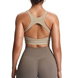 Aoxjox Women's Workout Sports Bras High Impact Fitness Training Gym Khloe Bra Yoga Crop Tank (Mink, Small)
