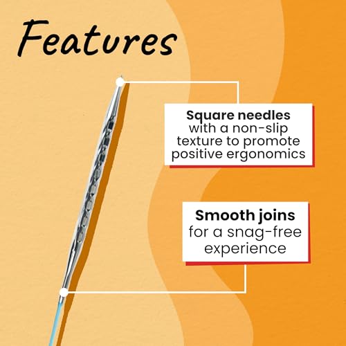 Image of skacel by addi Rocket 2 (Squared) Circular Knitting Needles, Fixed 20 Inch (50 cm) Plated Brass Tips with Flexible Nylon Cord, 4.5 mm (US Size 7)