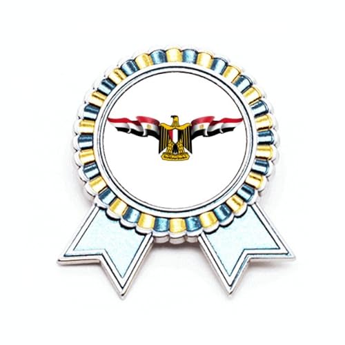 Broche drapeau arabe égyptienne en métal ciselé avec blason national