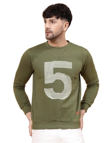 Image of Rigo Fleece Printed Round Neck Sweatshirt for Men | Full Sleeves Sweatshirt for Men | Casual Wear & Stylish Sweatshirts for Men