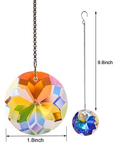 Besimple Round Crystal Suncatcher Prisms Crystal Hanging Pendant Ball Chandelier Rainbow Maker Windows Sun Catcher, Pack of 2