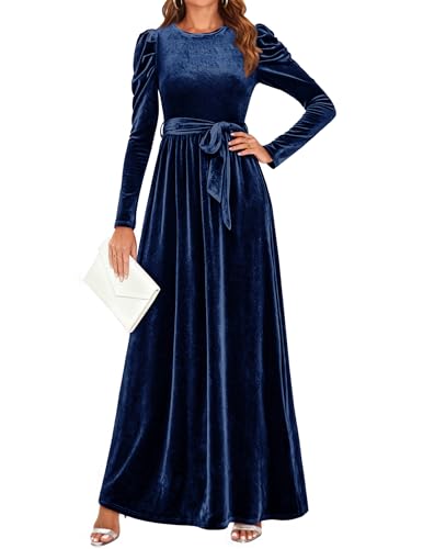 ZESICA Women's Velvet Maxi Dress Fall 2025 Long...
