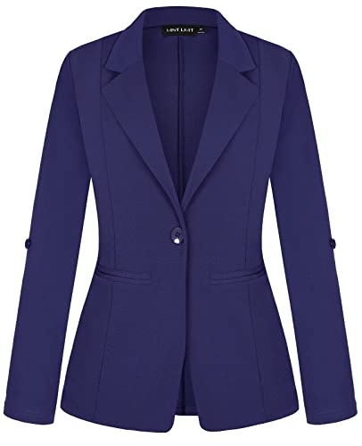 MINTLIMIT Womens Casual Blazers Button Front 3/4 Roll-up Sleeve Notched Lapel Business Work Blazer Jacket with Pockets2