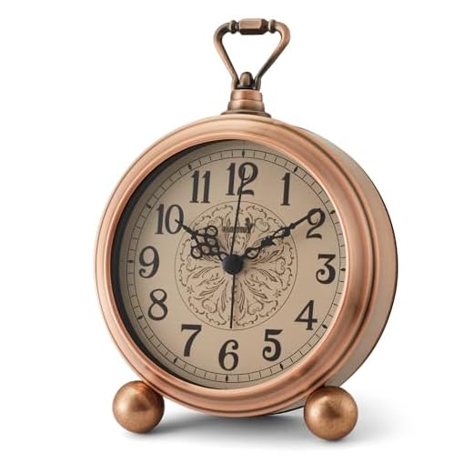 4.5" Battery Operated Antique Retro Analog Metal Alarm Clock, Silent Bedside Desk Clock, Wall-Hanging Vintage Clock(Vintage Bronze)