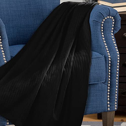Superior Diamond Weave Blanket, 100% Cotton Cover For Home, Couch, Bed, Soft, Warm Blankets, Boho Aesthetic, Comfy, Cozy, And Cute Covers, Decorative Bedding Essentials, Full/Queen, Black #TOP3