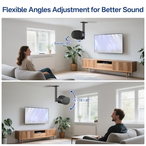 Chunxiao Swivel and Tilt Ceiling Speaker Mount for Sonos Era 300 Ceiling Mount Black - Heavy Duty Speaker Ceiling Mount for Sonos Era 300 Mount Bracket to Enhance Sound Effects - Thumbnail 3
