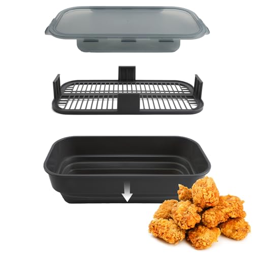COOK WITH COLOR Collapsible Batter Bowl - Mess Free Breading Shaker Container - Great for Fried Fish Fried Chicken Onion Rings Wings & More Gray