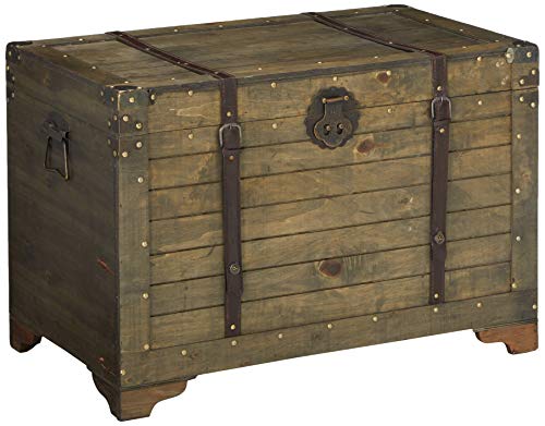 Vintiquewise QI003414L Old Fashioned Large Natural Wood Storage Trunk Vintiquewise QI003414L Old Fashioned Large Natural Wood Storage Trunk