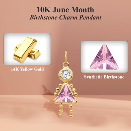 Auriga Fine Jewelry 10K Yellow Gold 20mm June Birthstone Charm for Pendant Necklace or Bracelet (L- 0.79 Inch, W- 0.4 Inch)