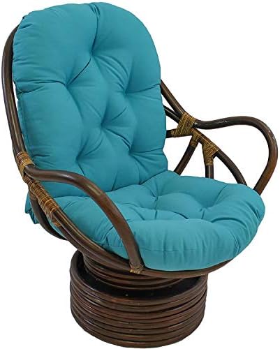 Indoor Lounge Chair Cushion,Rattan Swivel Rocker Cushion Soft Solid Pads Not Rattan Frame for Patio Outdoor Indoor-Peacock Blue 48x24x5inch
