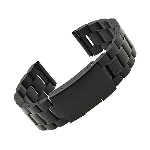 Garmin Vivomove Watch Band, Threeeggs Stainless Steel Watch Band Strap for Garmin Vivomove Sport/Classic/Premium Smart Watch (B Black)