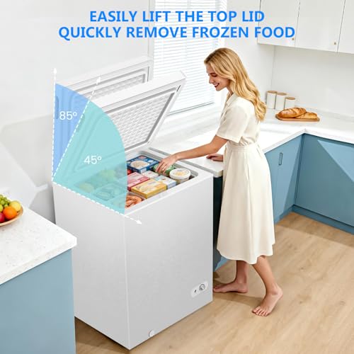 Image of COWSAR 5.0 Cu.Ft Chest Freezer, Small Deep Freezer with 3 Baskets, White