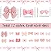SUNNYCLUE 48Pcs 12 Styles Flat Back Bow Cabochons Bowknot Resin Charms Bulk Pink Bowties Shaped Scrapbooking Decor Cabochon for Phone Case Hairpins DIY Crafts Jewelry Making Embellishment Accessories