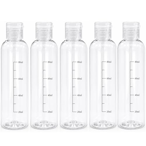 Constefire Botes Viaje Rellenables 100ml, 5 PACK Botes de Viaje Avion Plastico, Botellas de Viaje Transparentes, contenedor de cosmeticos,bote vacios para gel, Champú, Gel, Loción,Toner,Aceite solar