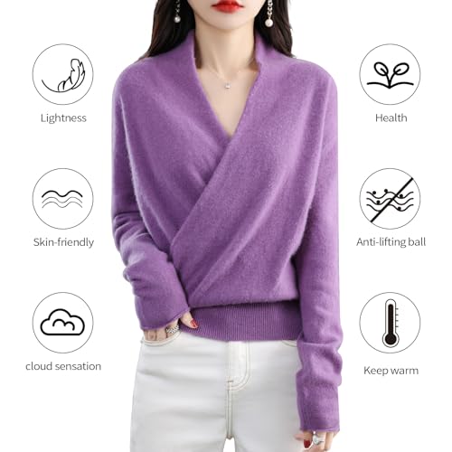 Women's V-Neck Sweater 100% Merino Wool 2025 Winter Warm Soft Long Sleeve Seamless Knit Pullover Cashmere Fall Sweater2