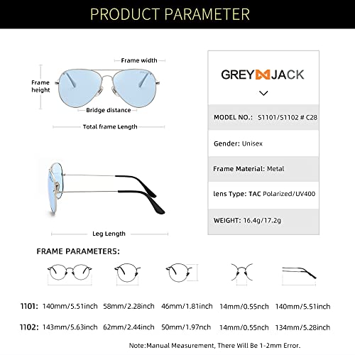 Image of grey jack Polarized Aviator Sunglasses lightweight Stylish Glasses for Men Women UV Protection S110102